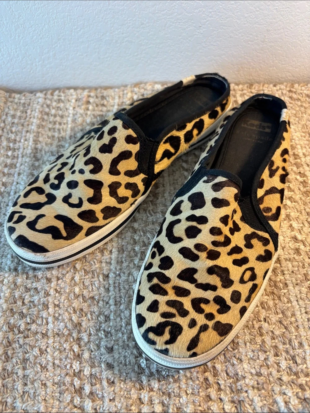 Keds + Kate Spade Leopard-Print Slip-On Sneakers - Tan and Black Size 7